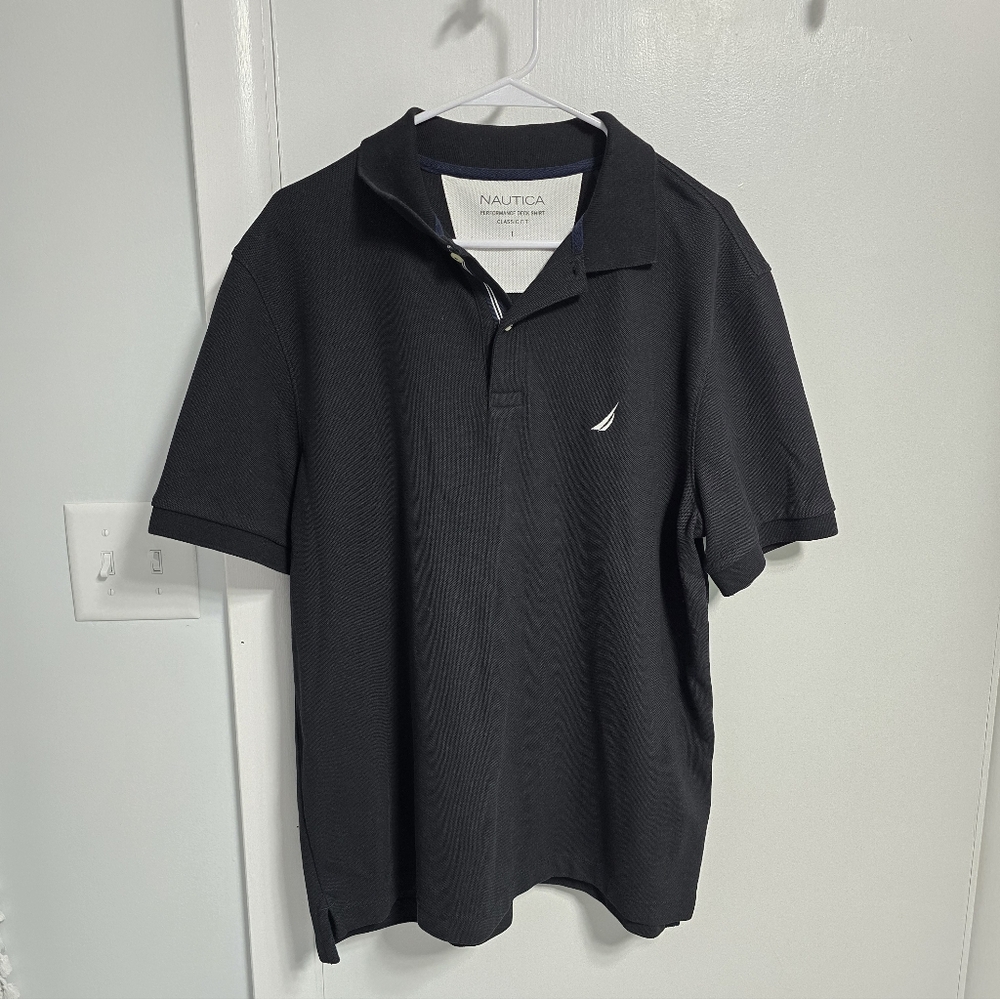Nautica Men’s Black Short-Sleeve Polo with Sail Logo